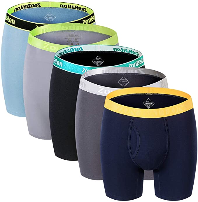 OCOATTON Big and Tall Mens Boxer Briefs Long Leg Underwear Open Fly 3-Pack 