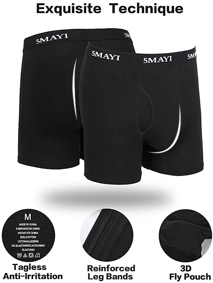 5Mayi Mens Underwear Boxers Shorts Cotton Underwear Trunks 3D Pouch Men Boxers Multi Pack S M L XL XXL